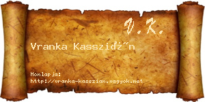 Vranka Kasszián névjegykártya